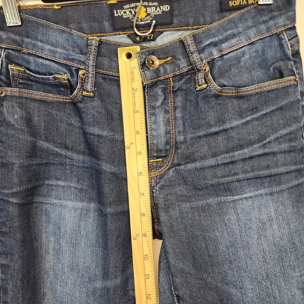 Lucky Brand Womens Sofia Bootcut Jeans Size 4 27x32 Dark Wash Mid Rise Cowgirl